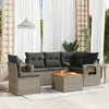 Image de vidaXL Salon de jardin 6 pcs avec coussins gris résine tressée