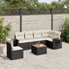 Image de vidaXL Salon de jardin 7 pcs avec coussins noir résine tressée