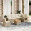 Image de vidaXL Salon de jardin avec coussins 7 pcs beige résine tressée