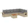 Image de vidaXL Salon de Jardin avec Coussins 8 pcs, Canapés de Terrasse, Ensemble de Meubles de Patio, Mobilier d'Extérieur, Mélange Beige Résine Tressée