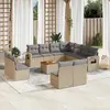 Image de vidaXL Salon de jardin et coussins 12 pcs mélange beige résine tressée