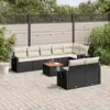 Image de vidaXL Salon de jardin 9 pcs avec coussins noir résine tressée