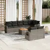 Image de vidaXL Salon de jardin 9 pcs avec coussins gris résine tressée