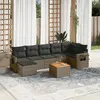 Image de vidaXL Salon de jardin 8 pcs avec coussins gris résine tressée