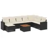 Image de vidaXL Salon de Jardin avec Coussins 9 pcs, Canapés de Terrasse, Ensemble de Meubles de Patio, Mobilier d'Extérieur, Noir Résine Tressée