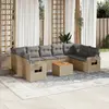 Image de vidaXL Salon de jardin et coussins 10 pcs mélange beige résine tressée