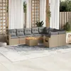 Image de vidaXL Salon de jardin et coussins 10 pcs mélange beige résine tressée