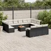 Image de vidaXL Salon de jardin avec coussins 14 pcs noir résine tressée
