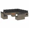 Image de vidaXL Salon de Jardin avec Coussins 14 pcs, Canapés de Terrasse, Ensemble de Meubles de Patio, Mobilier d'Extérieur, Gris Résine Tressée