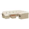 Image de vidaXL Salon de Jardin 11 pcs avec Coussins Beige résine tressée