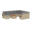 Image de vidaXL Salon de Jardin avec Coussins 11 pcs, Canapés de Terrasse, Ensemble de Meubles de Patio, Mobilier d'Extérieur, Mélange Beige Résine Tressée