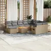 Image de vidaXL Salon de jardin et coussins 11 pcs mélange beige résine tressée