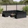 Image de vidaXL Salon de jardin avec coussins 13 pcs noir résine tressée