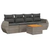 Image de vidaXL Salon de Jardin avec Coussins 5 pcs, Canapés de Terrasse, Ensemble de Meubles de Patio, Mobilier d'Extérieur, Gris Résine Tressée