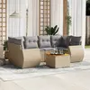 Image de vidaXL Salon de jardin avec coussins 7 pcs beige résine tressée