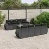 Image de vidaXL Salon de jardin 9 pcs avec coussins noir résine tressée