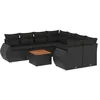 Image de vidaXL Salon de Jardin 9 pcs avec Coussins Noir résine tressée