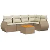 Image de vidaXL Salon de Jardin avec Coussins 6 pcs, Canapés de Patio, Ensemble de Meubles, Mobilier de Terrasse Extérieur, Beige Résine Tressée