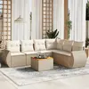 Image de vidaXL Salon de jardin avec coussins 7 pcs beige résine tressée