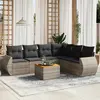 Image de vidaXL Salon de jardin avec coussins 7 pcs gris résine tressée