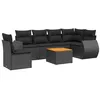 Image de vidaXL Salon de Jardin 7 pcs avec Coussins Noir résine tressée