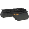 Image de vidaXL Salon de Jardin avec Coussins 9 pcs, Canapés de Patio, Ensemble de Meubles, Mobilier de Terrasse Extérieur, Noir Résine Tressée