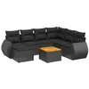 Image de vidaXL Salon de Jardin avec Coussins 8 pcs, Canapés de Patio, Ensemble de Meubles, Mobilier de Terrasse Extérieur, Noir Résine Tressée