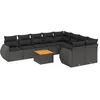 Image de vidaXL Salon de Jardin 10 pcs avec Coussins Noir résine tressée