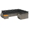Image de vidaXL Salon de Jardin avec Coussins 10 pcs, Canapés de Terrasse, Ensemble de Meubles de Patio, Mobilier d'Extérieur, Gris Résine Tressée
