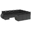 Image de vidaXL Salon de Jardin avec Coussins 11 pcs, Canapés de Terrasse, Ensemble de Meubles de Patio, Mobilier d'Extérieur, Noir Résine Tressée