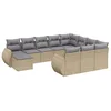 Image de vidaXL Salon de Jardin avec Coussins 11 pcs, Canapés de Terrasse, Ensemble de Meubles de Patio, Mobilier d'Extérieur, Beige Résine Tressée