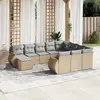 Image de vidaXL Salon de jardin 11 pcs avec coussins beige résine tressée