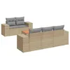 Image de vidaXL Salon de Jardin avec Coussins 6 pcs, Canapés et Table de Terrasse, Ensemble de Meubles d'Extérieur Patio, Moderne, Beige Résine Tressée