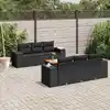 Image de vidaXL Salon de jardin 7 pcs avec coussins noir résine tressée