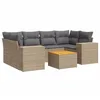 Image de vidaXL Salon de Jardin avec Coussins 7 pcs, Canapés de Patio, Ensemble de Meubles, Mobilier de Terrasse Extérieur, Beige Résine Tressée