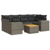 Image de vidaXL Salon de Jardin avec Coussins 7 pcs, Canapés de Patio, Ensemble de Meubles, Mobilier de Terrasse Extérieur, Gris Résine Tressée