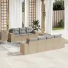Image de vidaXL Salon de jardin avec coussins 8 pcs beige résine tressée
