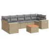 Image de vidaXL Salon de Jardin avec Coussins 8 pcs, Canapés et Table de Terrasse, Ensemble de Meubles d'Extérieur Patio, Moderne, Beige Résine Tressée