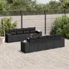 Image de vidaXL Salon de jardin 9 pcs avec coussins noir résine tressée