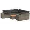 Image de vidaXL Salon de Jardin avec Coussins 9 pcs, Canapés de Patio, Ensemble de Meubles, Mobilier de Terrasse Extérieur, Gris Résine Tressée