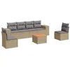Image de vidaXL Salon de Jardin avec Coussins 7 pcs, Canapés de Patio, Ensemble de Meubles, Mobilier de Terrasse Extérieur, Beige Résine Tressée