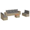 Image de vidaXL Salon de Jardin avec Coussins 9 pcs, Canapés et Table de Terrasse, Ensemble de Meubles d'Extérieur Patio, Moderne, Beige Résine Tressée