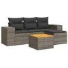Image de vidaXL Salon de Jardin avec Coussins 5 pcs, Canapés de Patio, Ensemble de Meubles, Mobilier de Terrasse Extérieur, Gris Résine Tressée