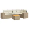 Image de vidaXL Salon de Jardin avec Coussins 6 pcs, Canapés de Patio, Ensemble de Meubles, Mobilier de Terrasse Extérieur, Beige Résine Tressée