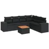Image de vidaXL Salon de Jardin avec Coussins 7 pcs, Canapés et Table de Terrasse, Ensemble de Meubles d'Extérieur Patio, Noir Résine Tressée