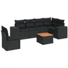 Image de vidaXL Salon de Jardin avec Coussins 7 pcs, Canapés et Table de Terrasse, Ensemble de Meubles d'Extérieur Patio, Noir Résine Tressée