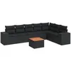 Image de vidaXL Salon de Jardin avec Coussins 8 pcs, Canapés et Table de Terrasse, Ensemble de Meubles d'Extérieur Patio, Noir Résine Tressée