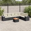 Image de vidaXL Salon de jardin 8 pcs avec coussins noir résine tressée