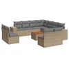 Image de vidaXL Salon de Jardin avec Coussins 12 pcs, Canapés de Patio, Ensemble de Meubles, Mobilier de Terrasse Extérieur, Beige Résine Tressée