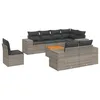 Image de vidaXL Salon de Jardin 9 pcs avec Coussins Gris résine tressée